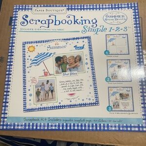Paper Boutique Summer Scrapbooking Kit - Blue and White.  Some stickers used.